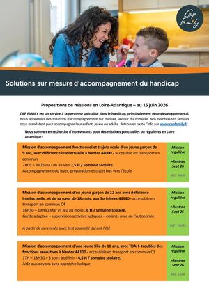 Propositions De Missions Via Cap Family Au 15 Juin 2026