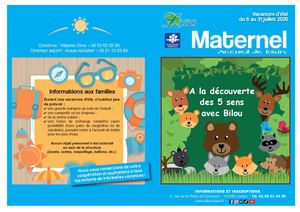 Planning vacances d'été Maternels - Juillet 2026