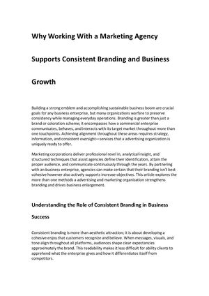 Why Working With A Marketing Agency Supports Consi