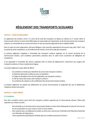 Reglement Integral Des Transports Scolaires Le Havre Seine Metropole 3
