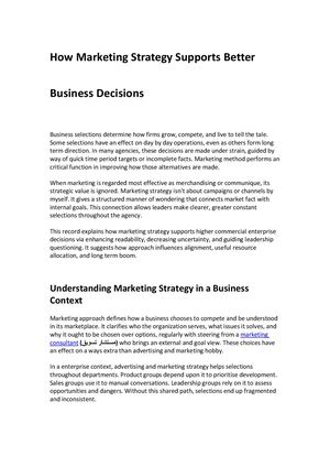 How Marketing Strategy Supports Better Business De