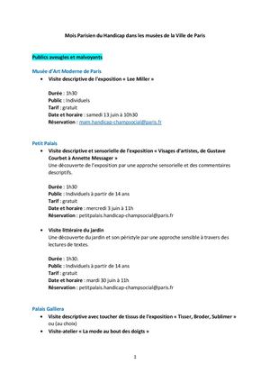 Programme Mois Handicap Paris Musées