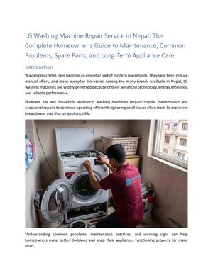 Lg Washing Machine Repair Service In Nepal