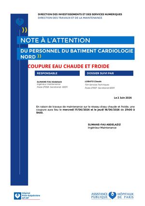 Note Information Concernant Coupure D Eau Chaude Et Froide Cardiologie Docx 02 06 2026