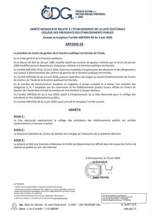 ARP2026-56 Arrêté Modificatif Liste Electorale Epu Annule Et Remplace Arp2026 48