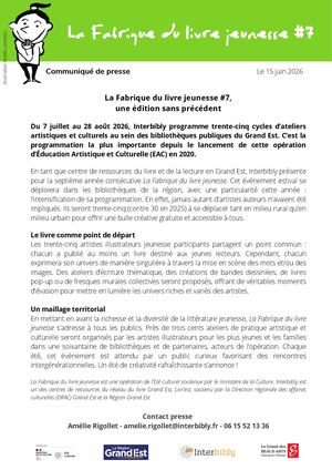 Communiqué de presse_La Fabrique du livre jeunesse #7_2026