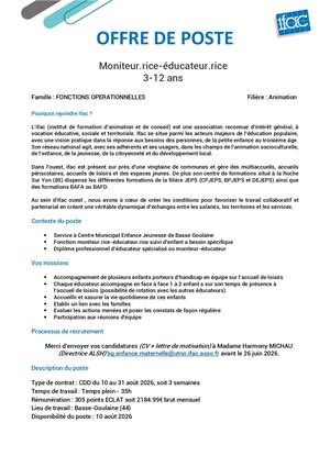 Moniteur Trice Educateur Trice - CDD - Basse Goulaine