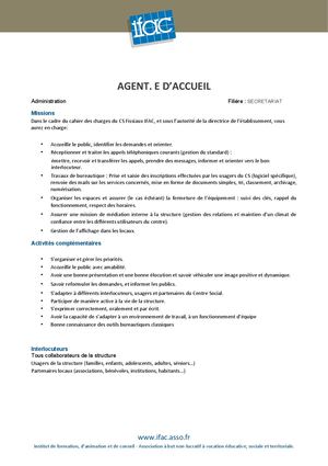 Agent D'Accueil - CDD - Fissiaux - Marseille 4