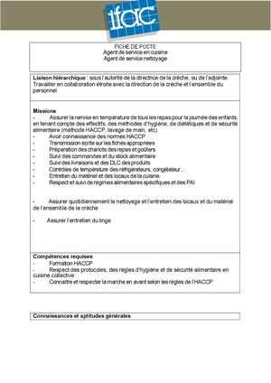 Agent De Service De Cuisine Et Entretien F H - CDD - Vallet