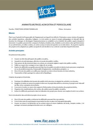 Animateur Trice Extra Et Périscolaire - CDI - Saintes Marie De La Mer