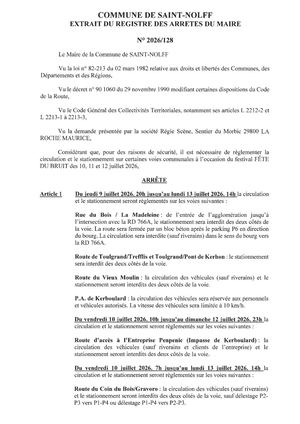 2026 128 Fete Du Bruit Circulation Et Stationnement