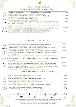 Les Passerelles - Carte des plats