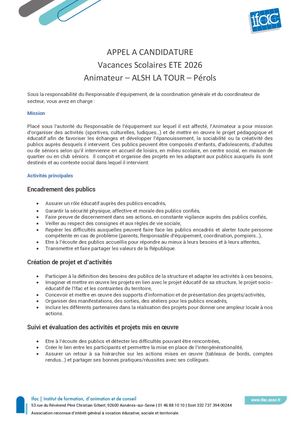 Animateur Trice Vacances été 2026 - CEE - Pérols