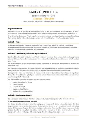 Prix Etincelle Edition 2028 Règlement Intérieur