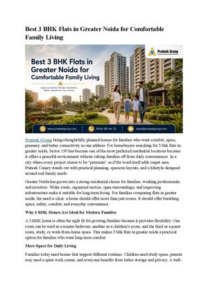 Best 3 Bhk Flats In Greater Noida For Comfortable Family Living