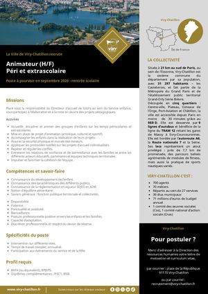 Annonce animateur peri extra scolaire