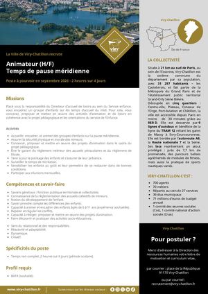 Annonce animateur pause meridienne