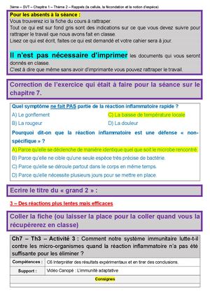3 Ch7 A3 Cours (Réaction Immunitaire)