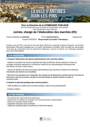 Annonce Juriste, chargé de l’élaboration des marchés