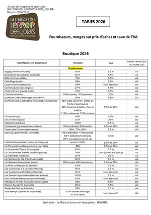 2026 090 PJ TPN 1 2026 090 Tableau Marges Fournisseur 2026 Maison Du Terroir Beaujolais Pdf
