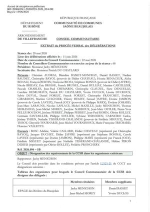 2026 094 ACTE TPN Désignation Des Représentants Dans Le Organismes Extérieurs