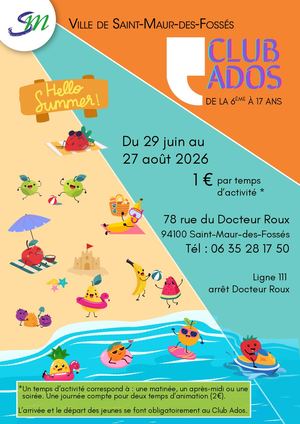 Programme Ete Club Ados 2026