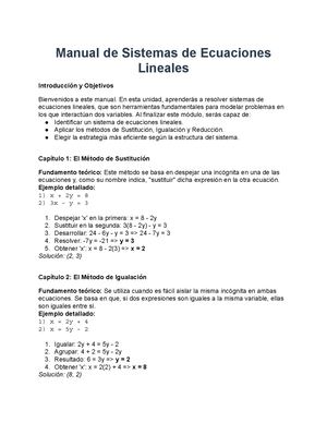 Manual Extendido Y Ordenado Sistemas De Ecuaciones V6