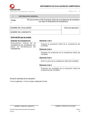 A Form IEC Instrumento de Evaluacion de Competencias EC0076