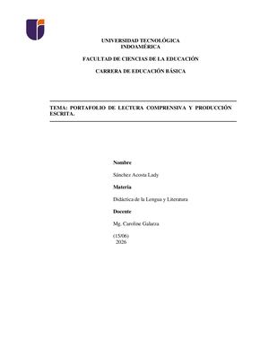 Portafolio De Lectura Comprensiva Y Producción Escrita