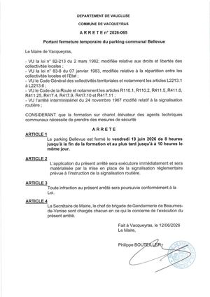 Arrêté Parking De Bellevue Vendredi 19 Juin