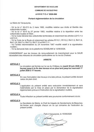 Arrêté Rue Du Cahateau 30 Juin 1 Juillet