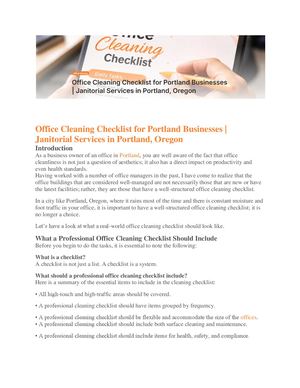 Office Cleaning Checklist for Portland Businesses | Deepli Clean™