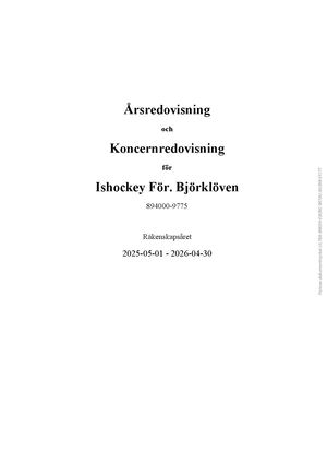 Årsredovisning Revisionsberättelse Ifbjörklöven 260430