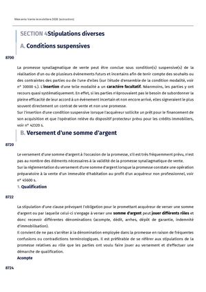 1. Memento Vente Immobiliere 2026 SECTION 4 Stipulations Diverses