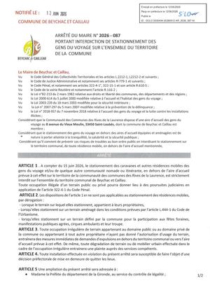 087 Interdiction Permanent De Stationnement Des Gens Du Voyage Pref
