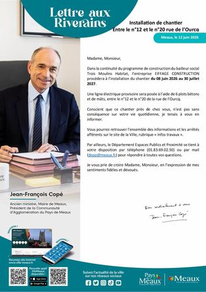 Lettre aux riverains : Installation de chantier rue de l’Ourcq