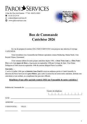 Formulaire Bdc Catéchèse 2026