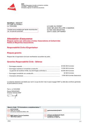 Attestation Rc Organisateur Pma