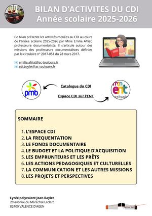 Bilan d'activités du CDI 2025-2026