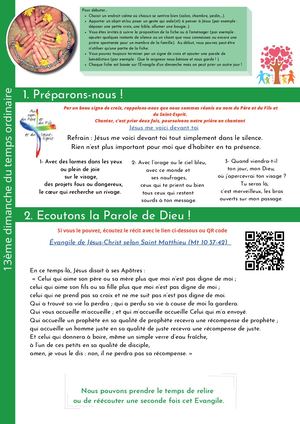13e dimanche du temps ordinaire