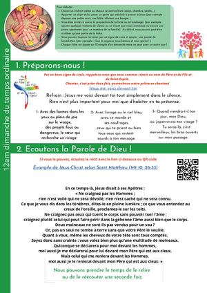 12e dimanche du temps ordinaire