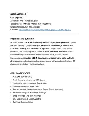 Shaik Asadullah-Passionate for BIM Roles- Ready To Join Immediately