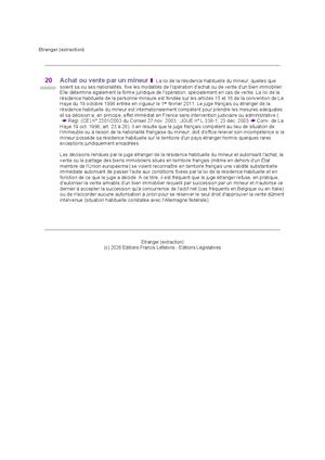 UNGP Dico Perm. TRansactions Immo Etranger 20 Achat Ou Vente Par Un Mineur