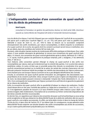 UGPN 1. SNH 21 25 Paru Le 12 06 2025 Edito Indispensable Conv. De Quasi Usufruit Henri Leyrat