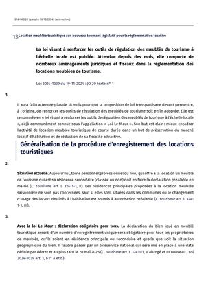 UNGP Changement D'usage_ Loi Le Meur SNH 42 24 Location Meublee Touristique Un Nouveau Tournant Legislatif Pour La Reglementatio