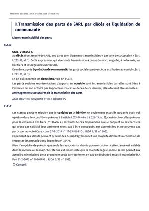 UNGP_ Décès De L'associé_Mo Societes Commerciales 2026 B Transmission Des Parts De SARL Par Deces Et Liquidation De Communaute