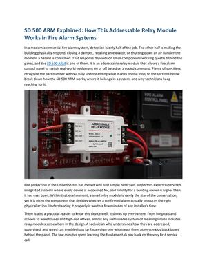 Sd 500 Arm Explained How This Addressable Relay Module Works In Fire Alarm Systems
