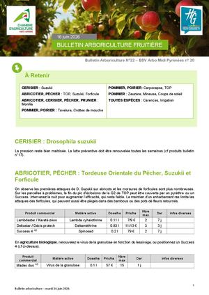 Bulletin Arbo n°22 du 16 Juin 2026