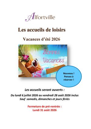 Les Accueils de Loisirs Vacances D'été 2026 à Alfortville