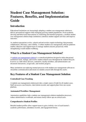 Student Case Management Solution